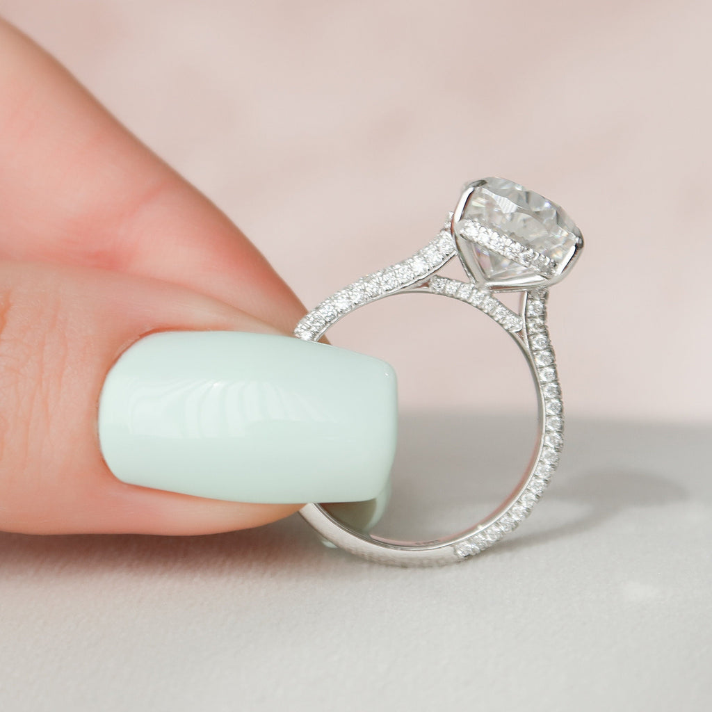5.0 CT Pear Moissanite Pave Setting Engagement Ring
