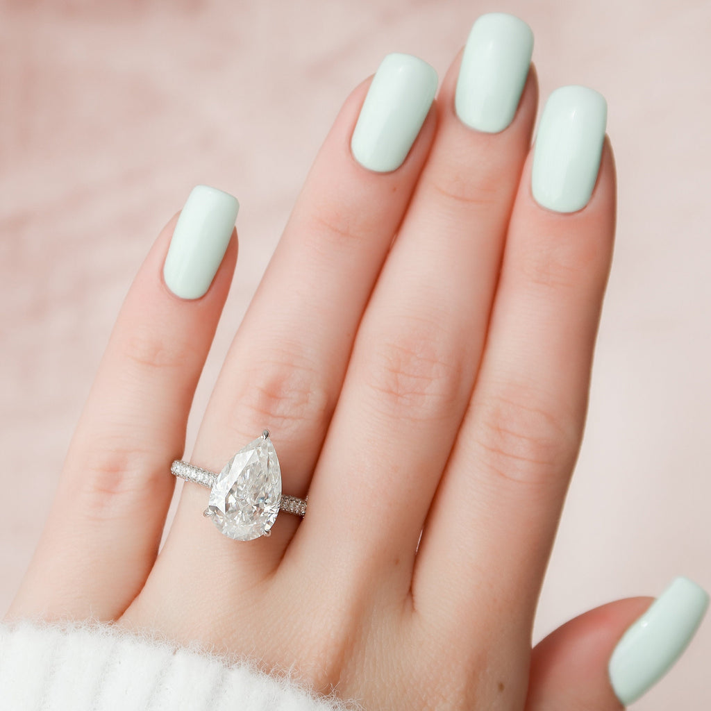 5.0 CT Pear Moissanite Pave Setting Engagement Ring