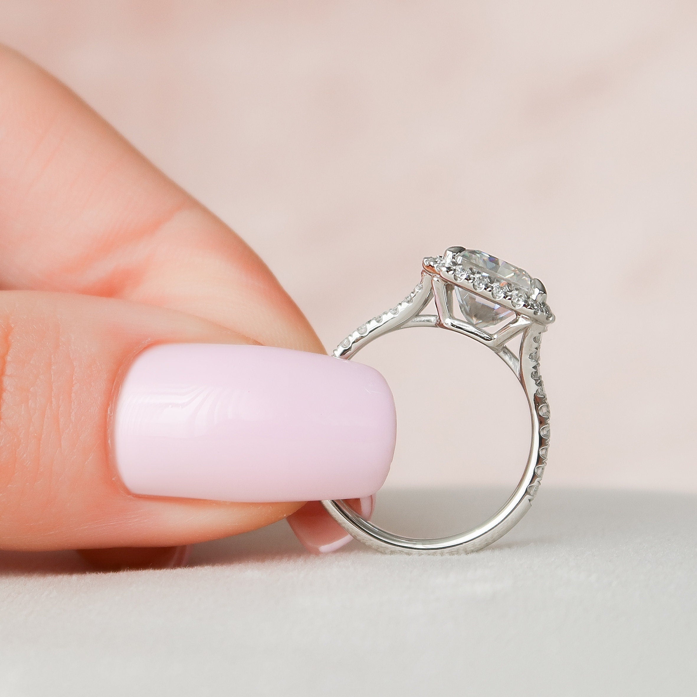 5.50 CT Radiant Moissanite Halo Split Shank Style Engagement Ring