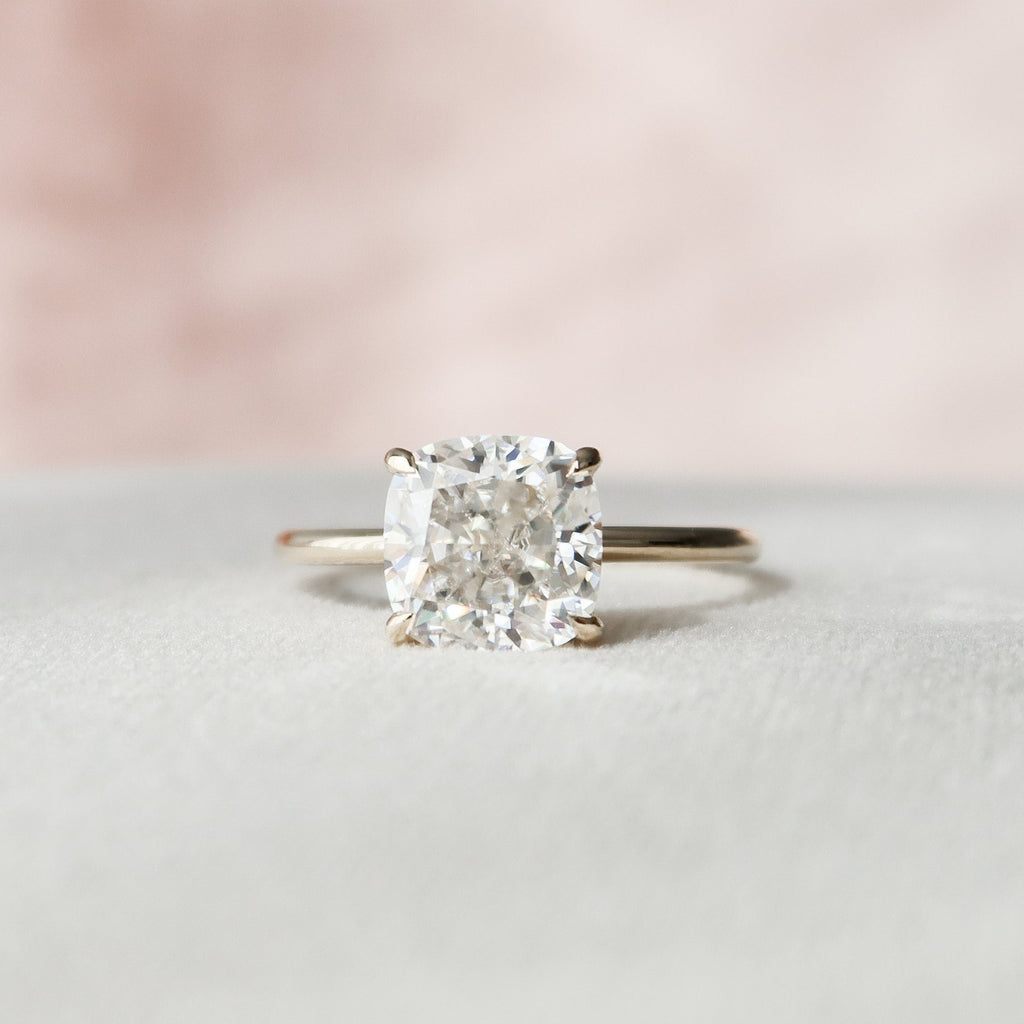 3.50 CT Cushion Moissanite Hidden Halo Engagement Ring