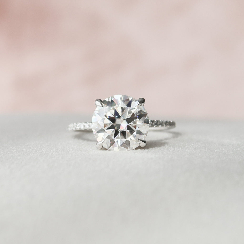 3.50 CT Round Moissanite Pave Setting Engagement Ring