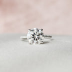3.50 CT Round Moissanite Pave Setting Engagement Ring
