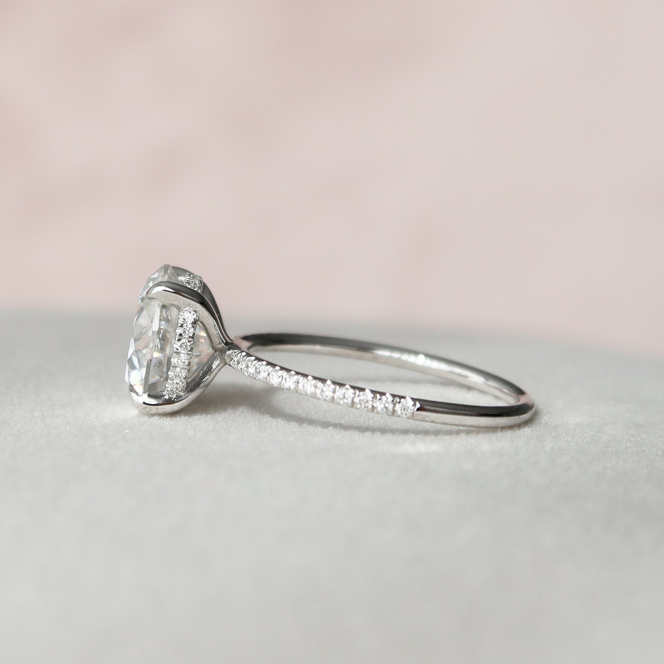 3.50 CT Round Moissanite Pave Setting Engagement Ring