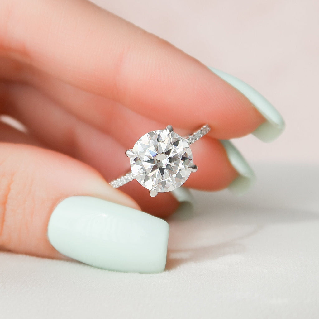 3.50 CT Round Moissanite Pave Setting Engagement Ring