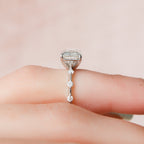 3.0 CT East-West Emerald Moissanite Dainty Style Engagement Ring
