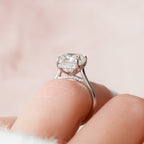 4.0 CT Cushion Moissanite Hidden Halo Setting Engagement Ring
