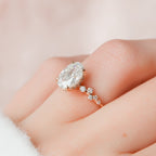 2.0 CT Oval Shape Moissanite Cluster Engagement Ring