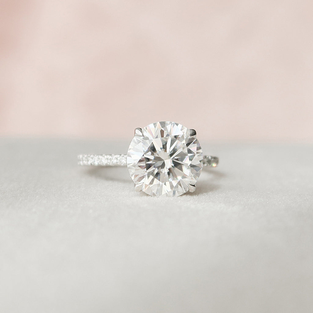 2.50 CT Round Moissanite Hidden Halo Pave Setting Engagement Ring