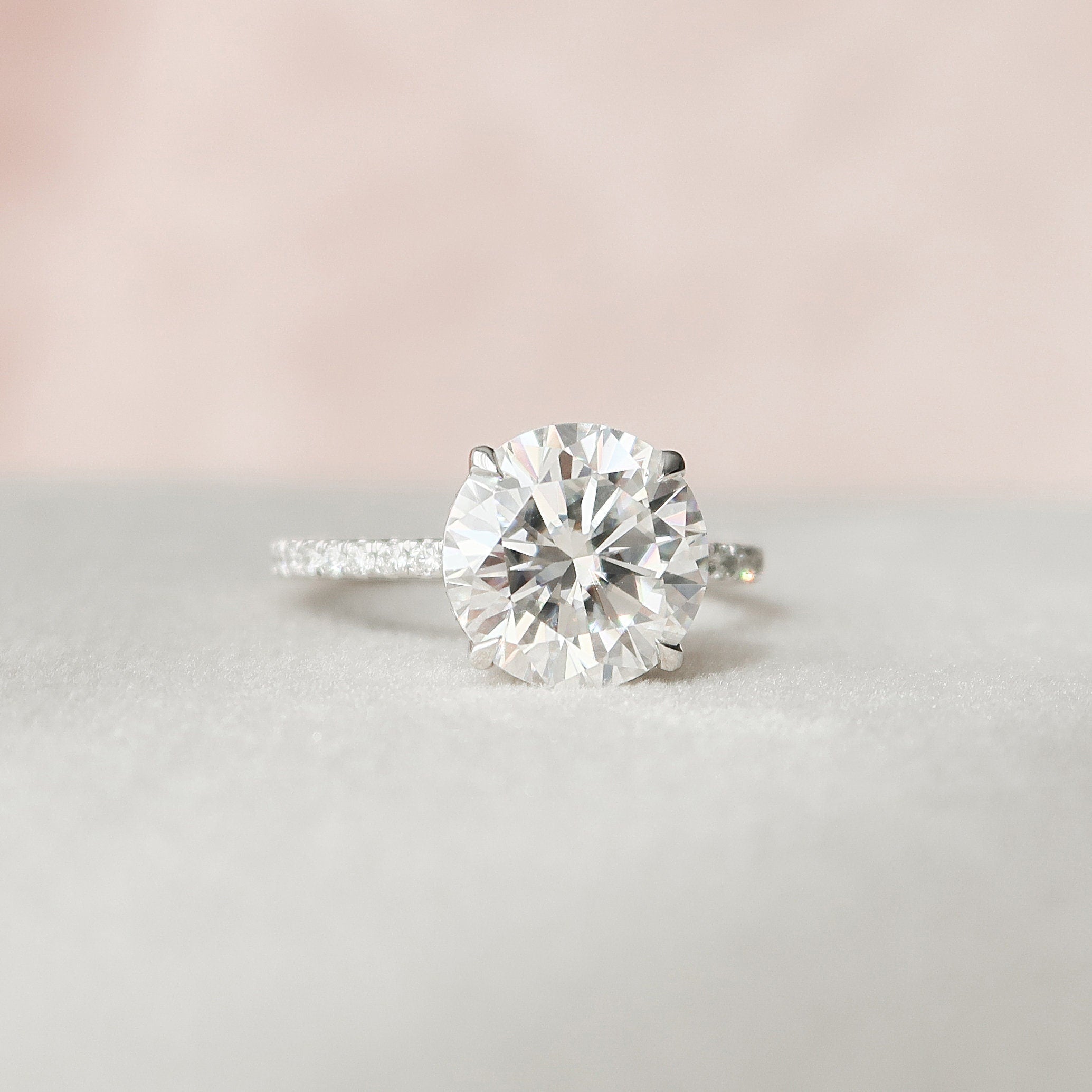 2.50 CT Round Moissanite Hidden Halo Pave Setting Engagement Ring