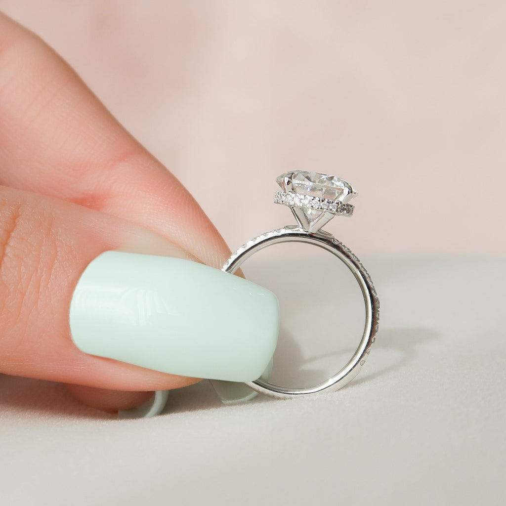 2.50 CT Round Moissanite Hidden Halo Pave Setting Engagement Ring