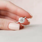 2.50 CT Round Moissanite Hidden Halo Pave Setting Engagement Ring