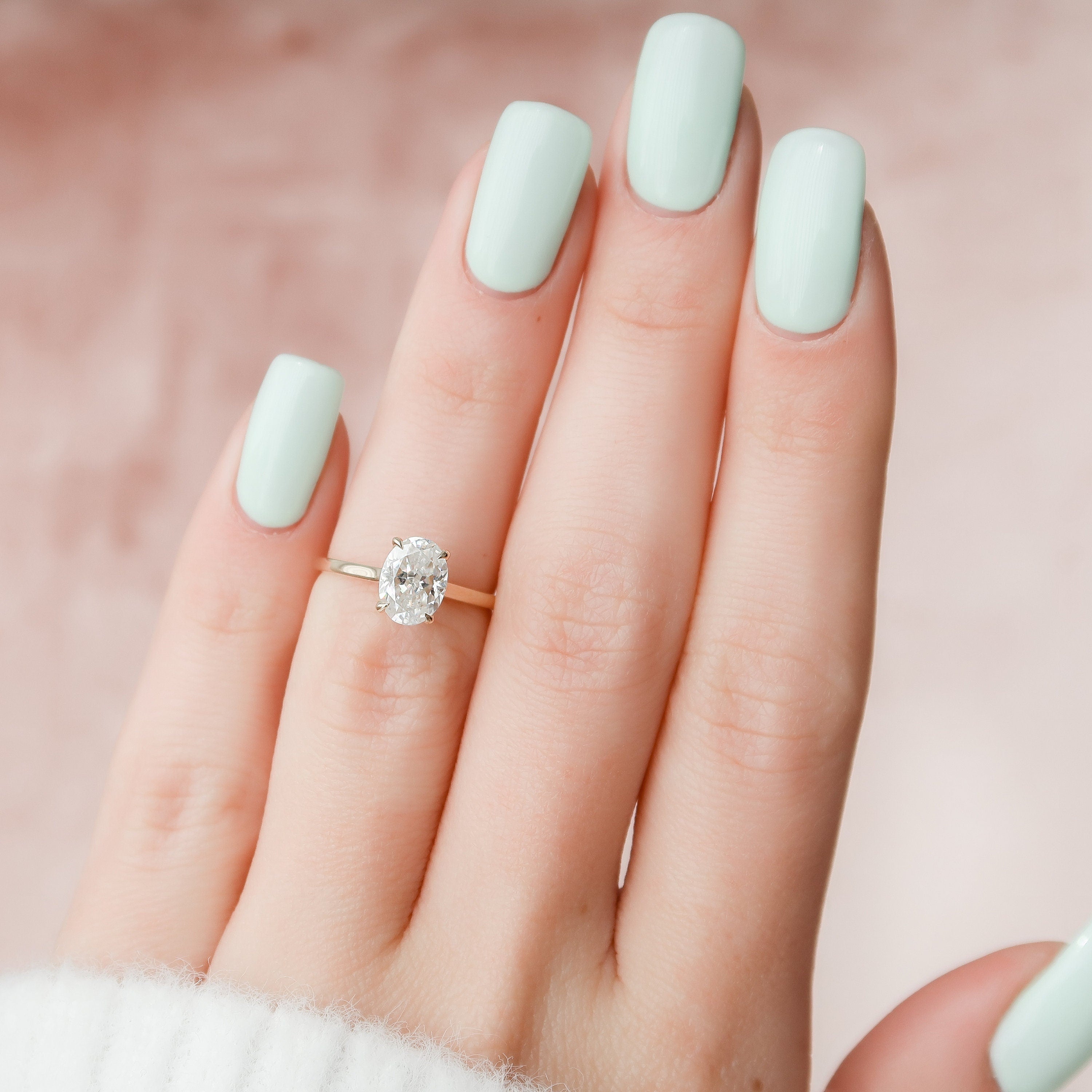 1.50 CT Oval Cut Moissanite Hidden Halo Engagement Ring