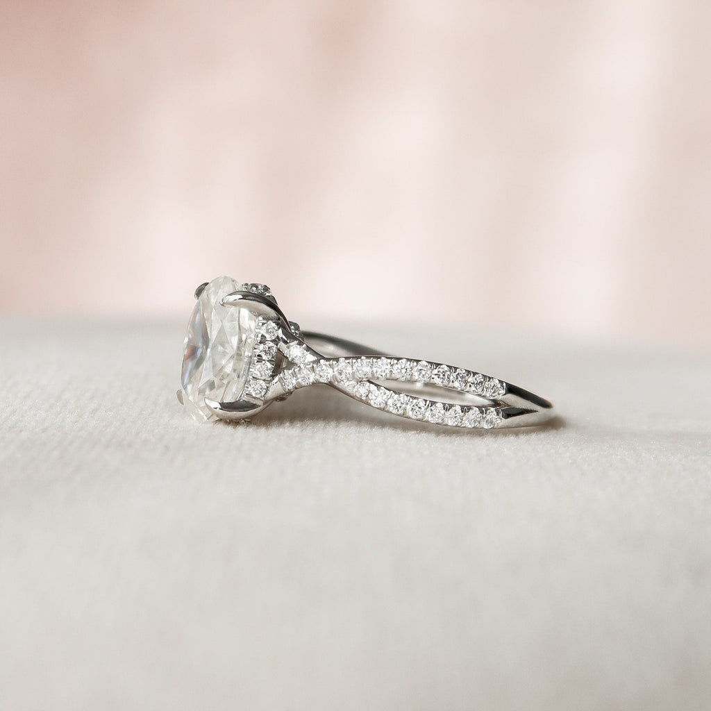 1.50 CT Oval Cut Moissanite Pave Setting Engagement Ring