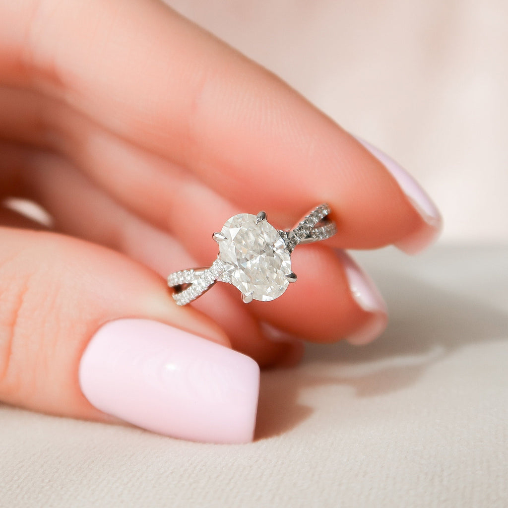 1.50 CT Oval Cut Moissanite Pave Setting Engagement Ring