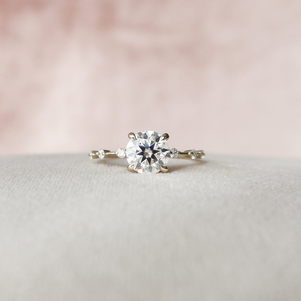 2.0 CT Round Moissanite Dainty Style Engagement Ring