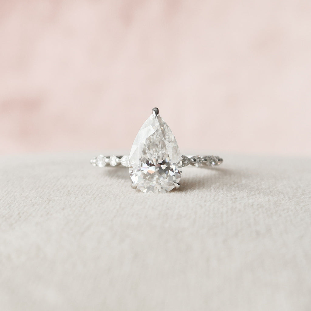 4.0 CT Pear Moissanite Pave Setting Engagement Ring