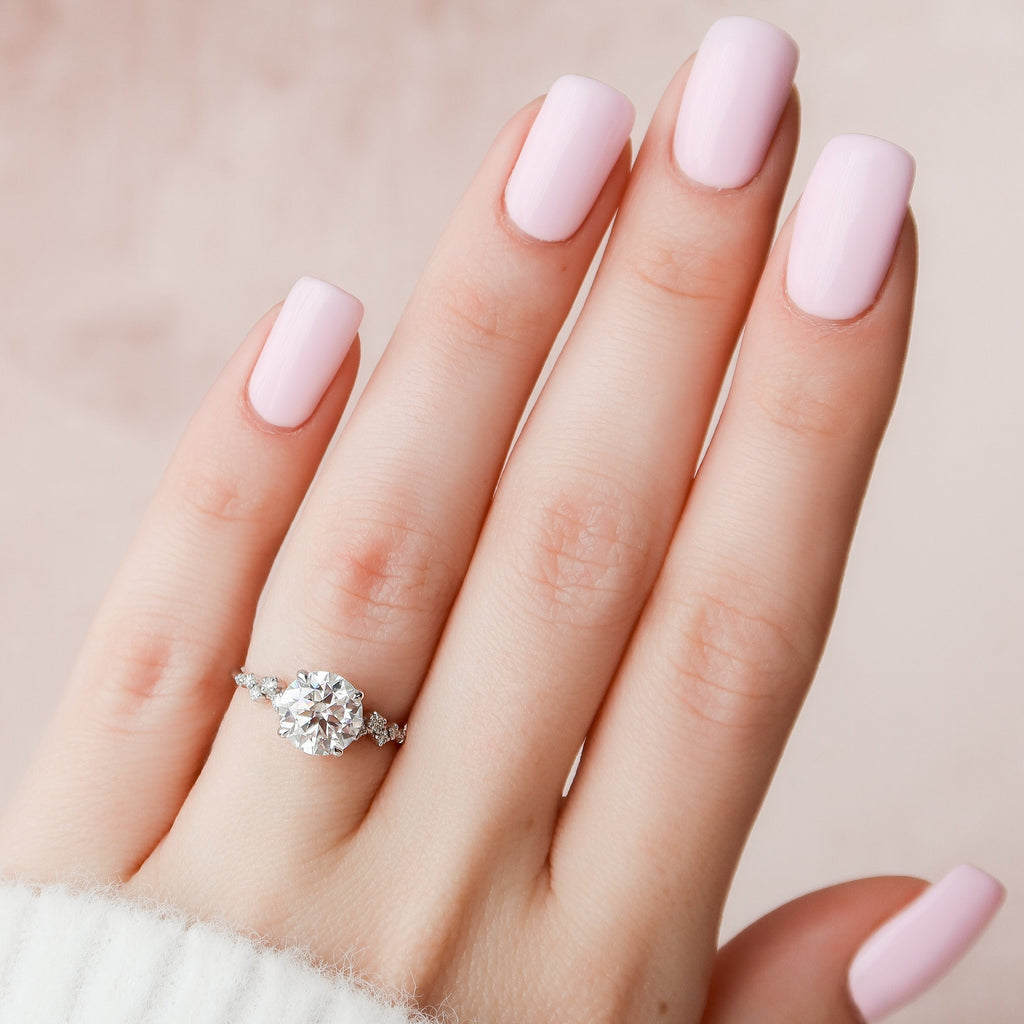 2.0 CT Round Cut Moissanite Cluster & Hidden Halo Engagement Ring