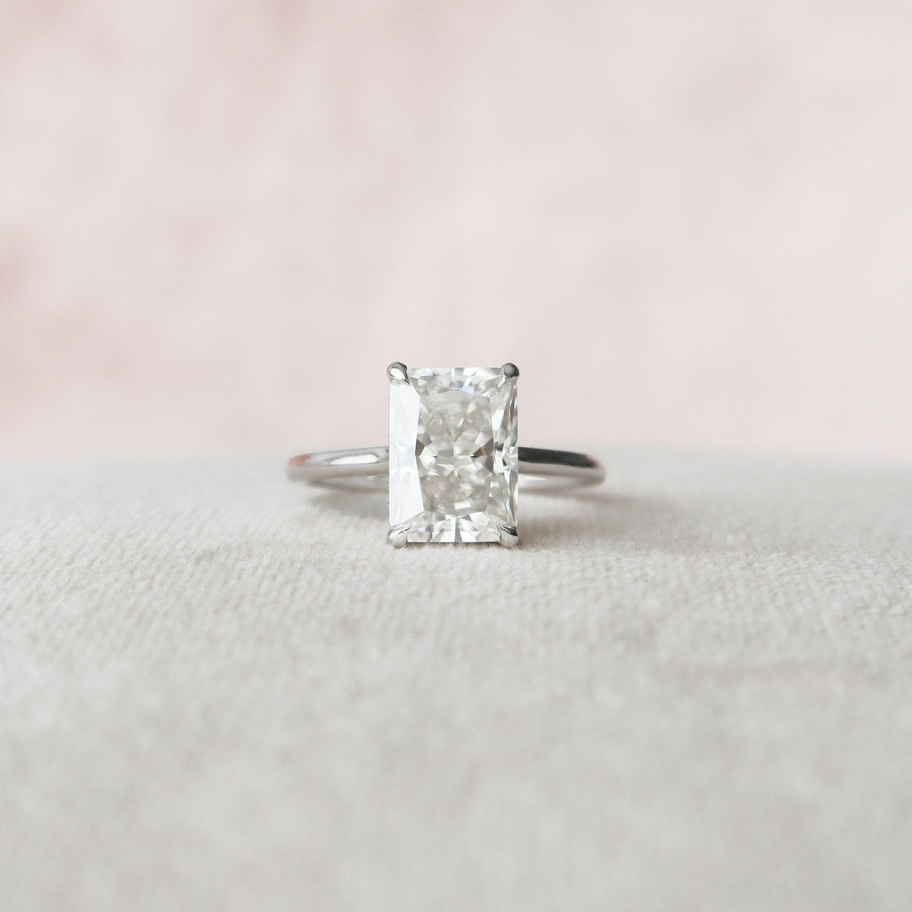4.0 CT Radiant Cut Hidden Halo Moissanite Engagement Ring