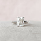 4.0 CT Radiant Cut Hidden Halo Moissanite Engagement Ring