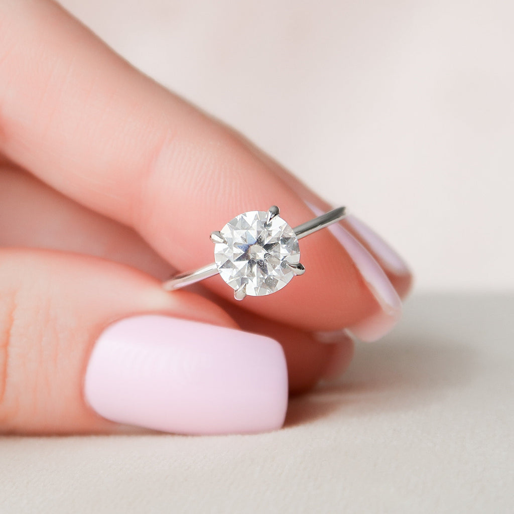 2.0 CT Round Moissanite Hidden Halo Setting Engagement Ring