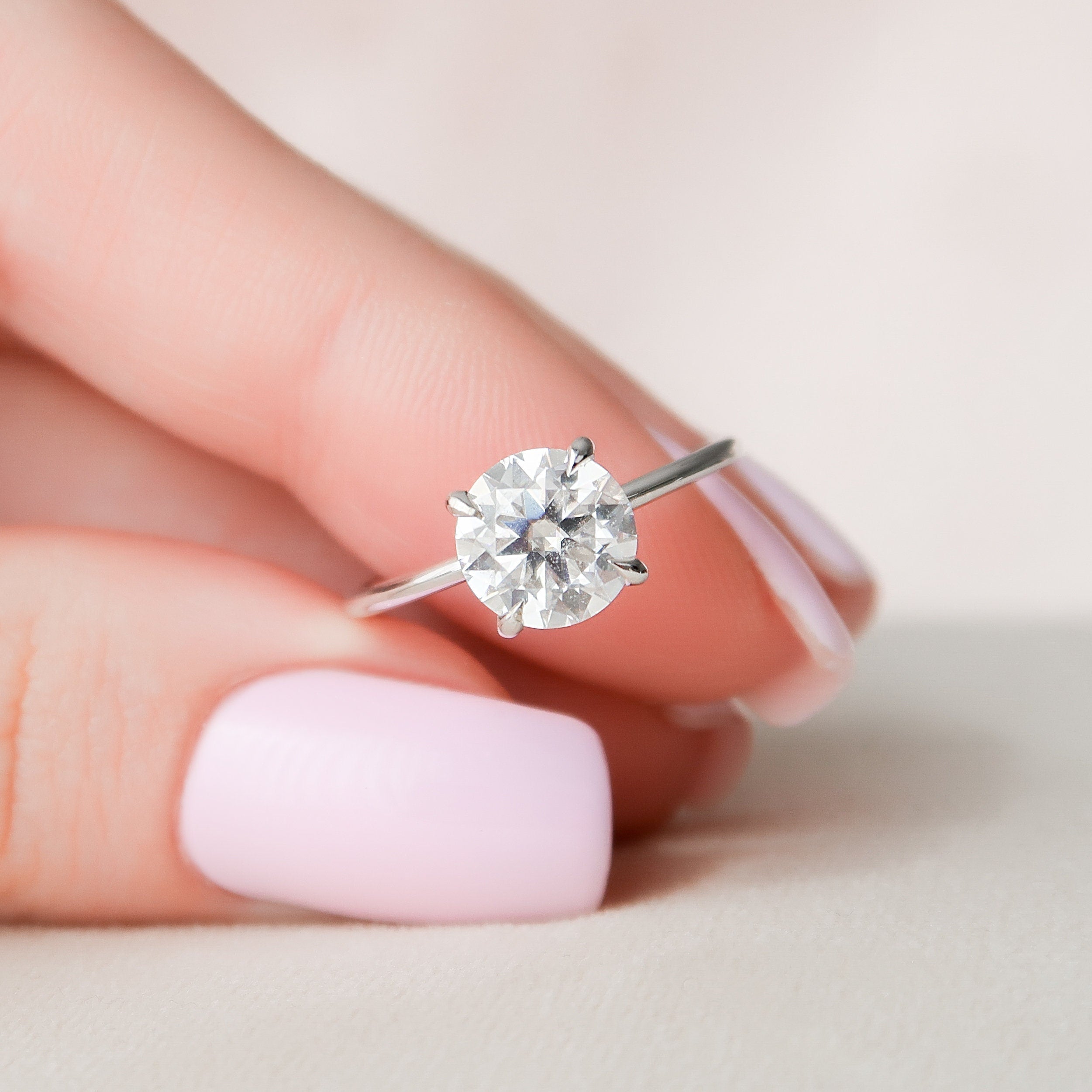 2.0 CT Round Moissanite Hidden Halo Setting Engagement Ring