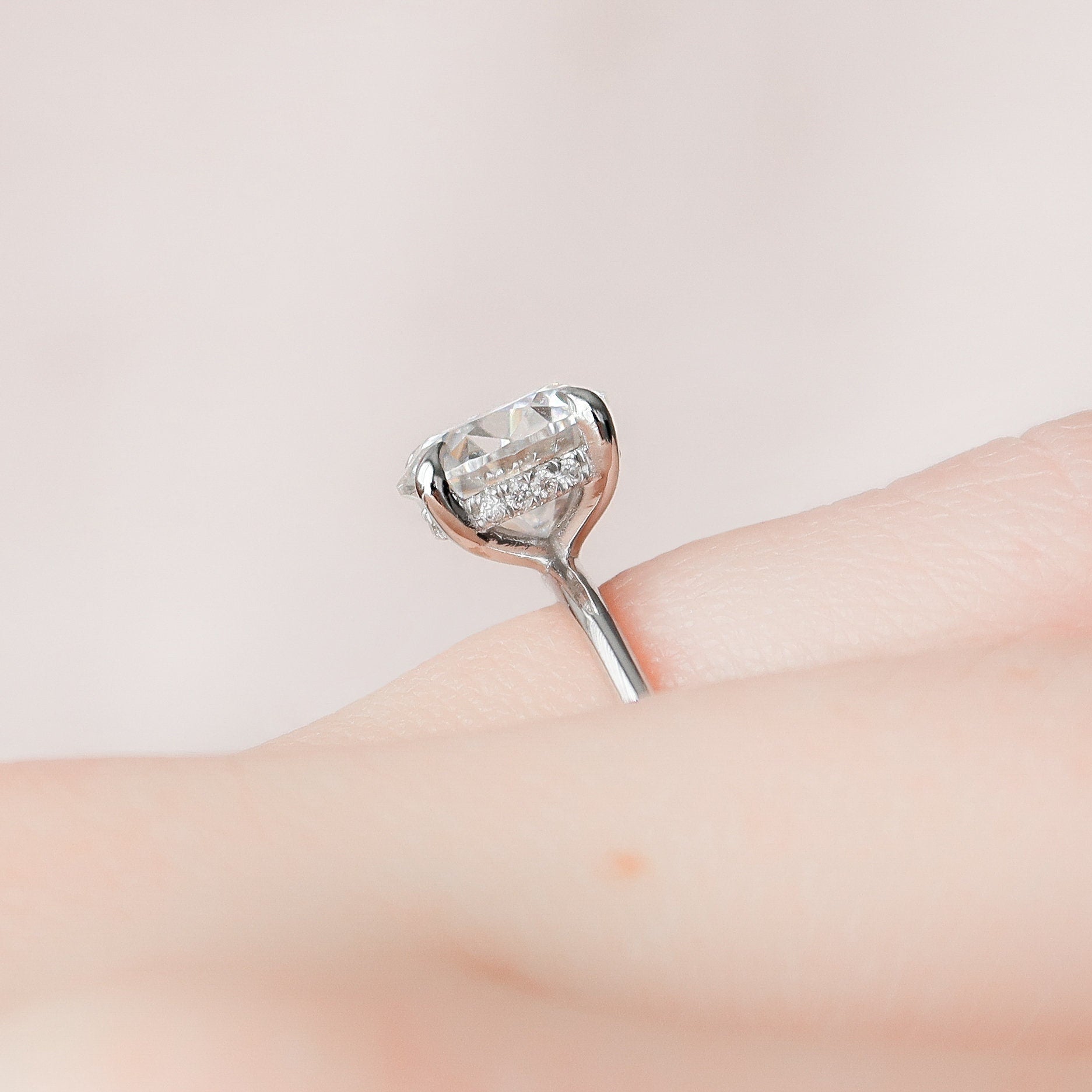 2.0 CT Round Moissanite Hidden Halo Setting Engagement Ring