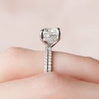 2.50CT Cushion Cut Moissanite Pave Bridal Ring Set