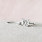 2.50CT Cushion Cut Moissanite Pave Bridal Ring Set