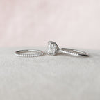 2.50CT Cushion Cut Moissanite Pave Bridal Ring Set