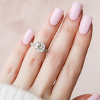 2.50CT Cushion Cut Moissanite Pave Bridal Ring Set