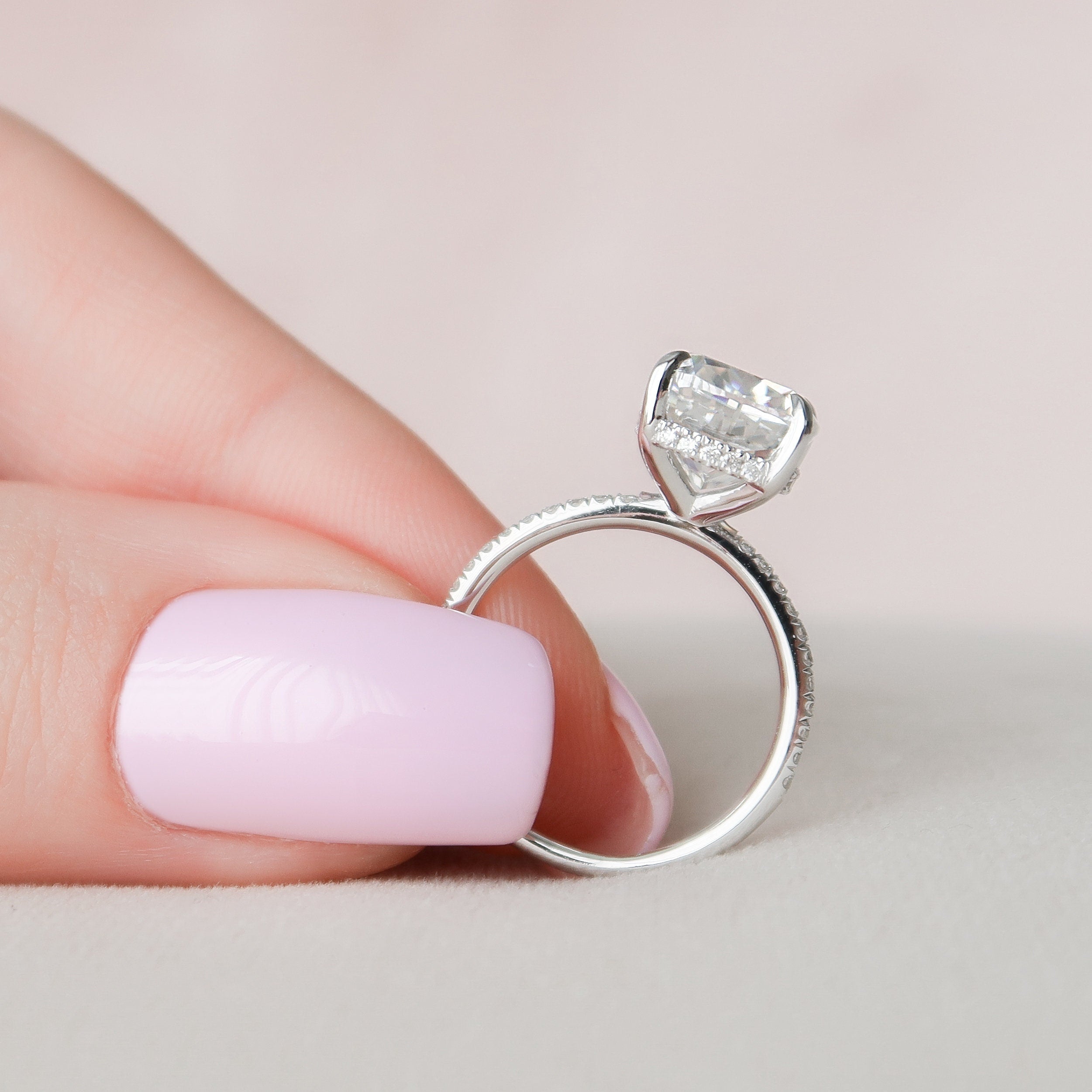 2.50 CT Cushion Moissanite Pave Setting Engagement Ring