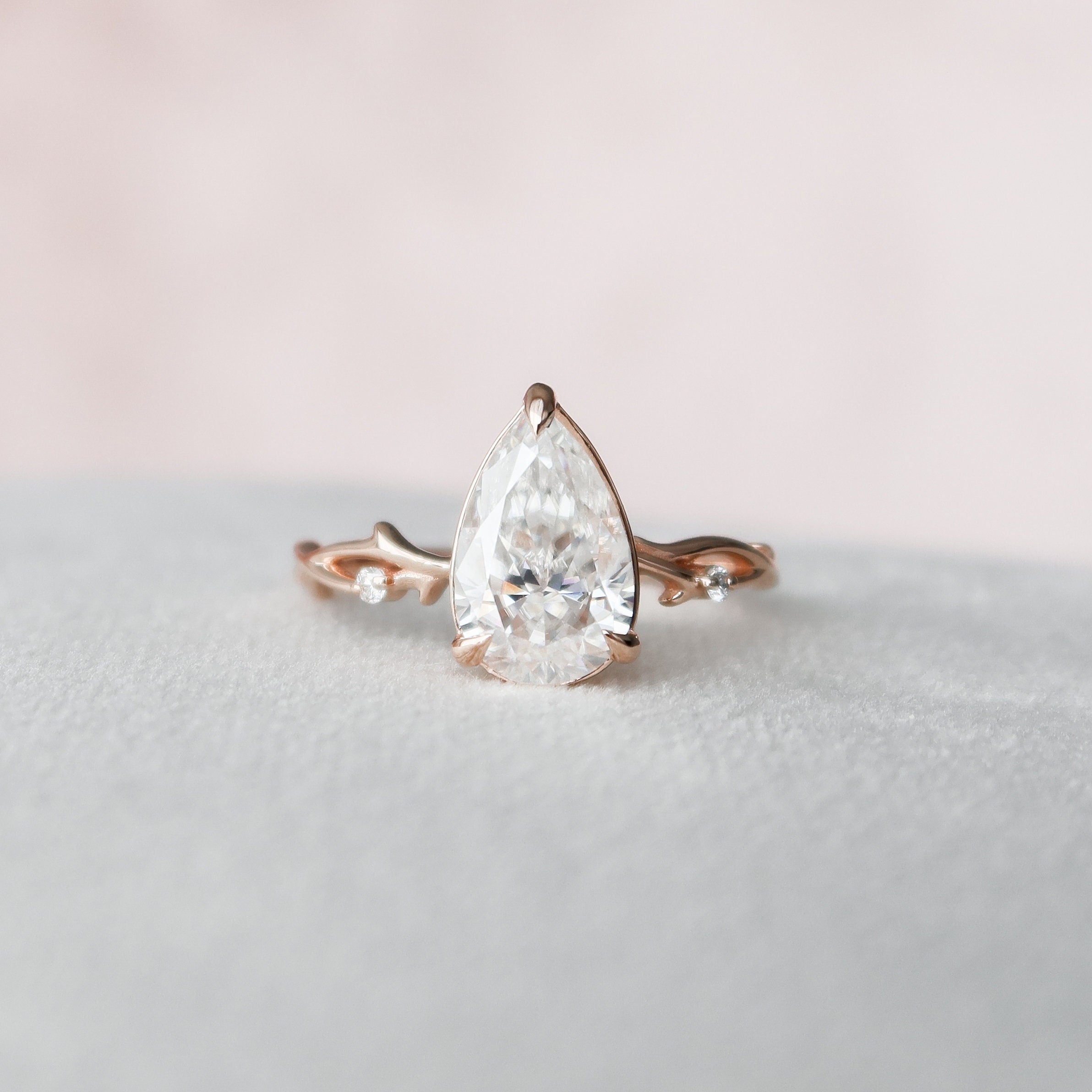2.0 CT Pear Moissanite Nature Inspired Twig Style Engagement Ring