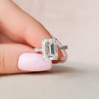 5.0 CT Emerald Cut Moissanite Pave Engagement Ring