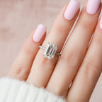 5.0 CT Emerald Cut Moissanite Pave Engagement Ring
