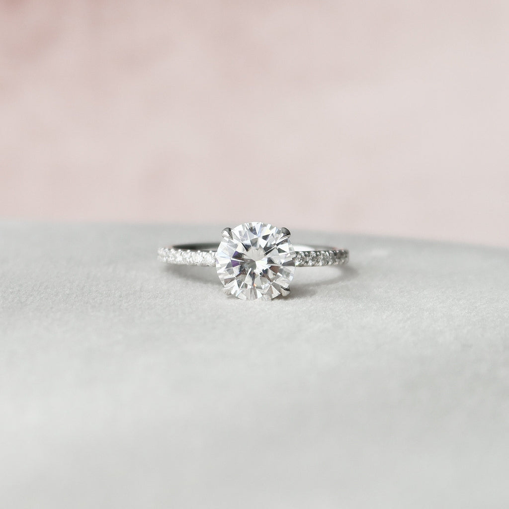 2.0 CT Round Moissanite Pave Setting Engagement Ring