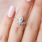 0.95 CT Cluster Pear Cut Moissanite Engagement Ring