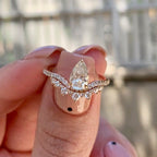 0.95 CT Cluster Pear Cut Moissanite Engagement Ring