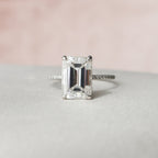 5.0 CT Emerald Moissanite Hidden Halo Pave Setting Engagement Ring