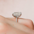 5.0 CT Emerald Moissanite Hidden Halo Pave Setting Engagement Ring
