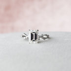 2.0CT Emerald Cut Moissanite Nature Inspired Style Engagement Ring