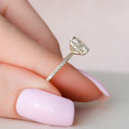 2.0 CT Elongated Cushion Cut Moissanite Hidden Halo & pave Engagement Ring