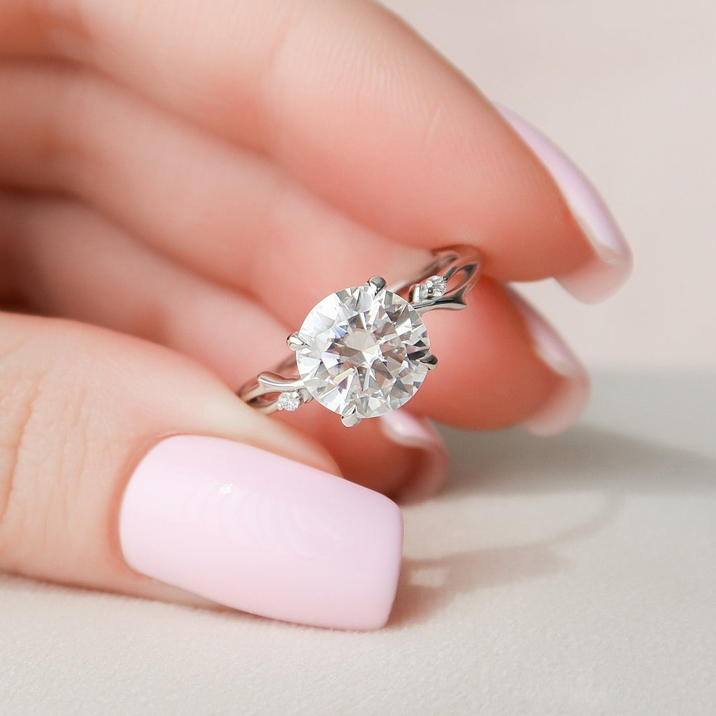 2.50 CT Round Moissanite Nature Inspired Twig Style Engagement Ring