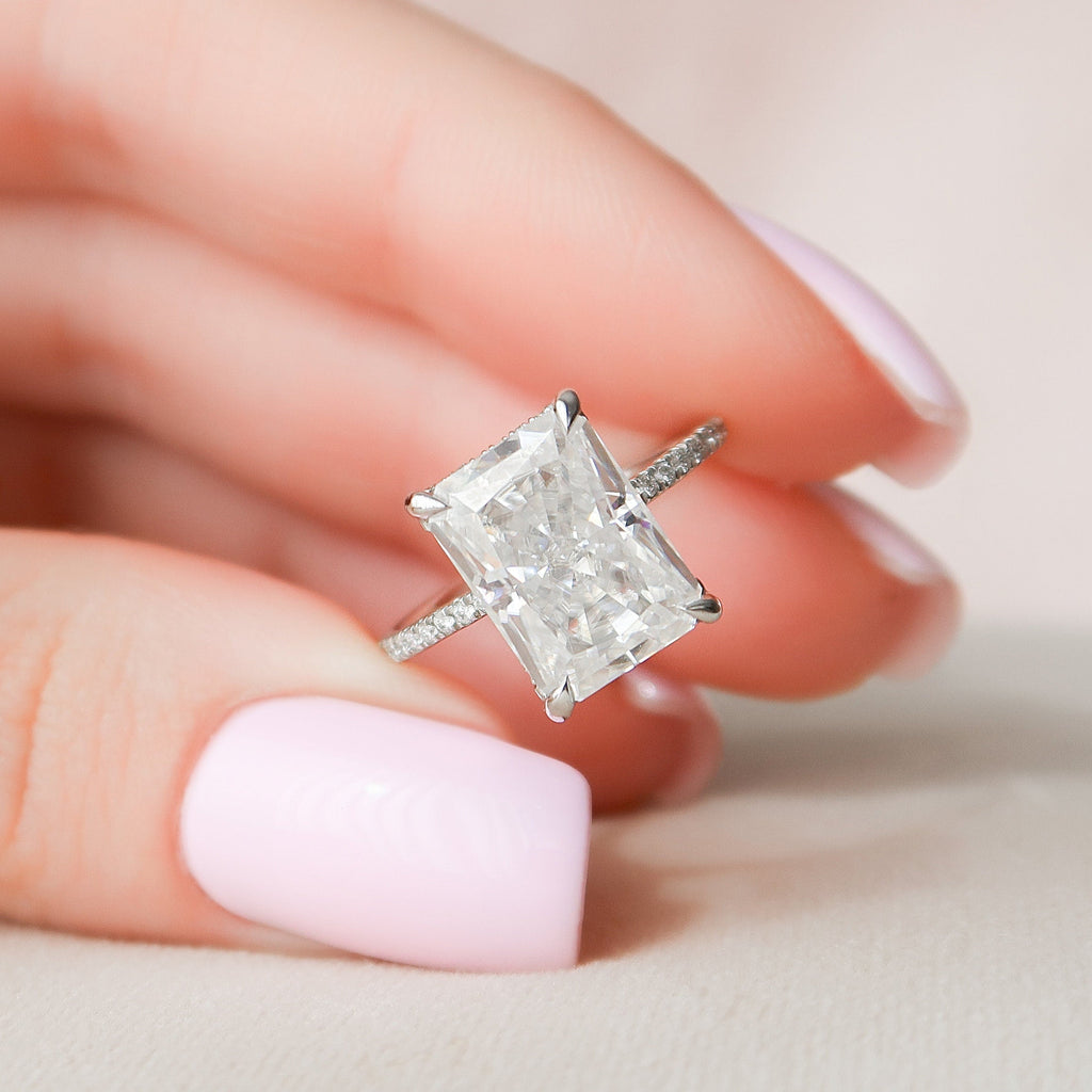 5.0 CT Radiant Moissanite Pave Engagement Ring