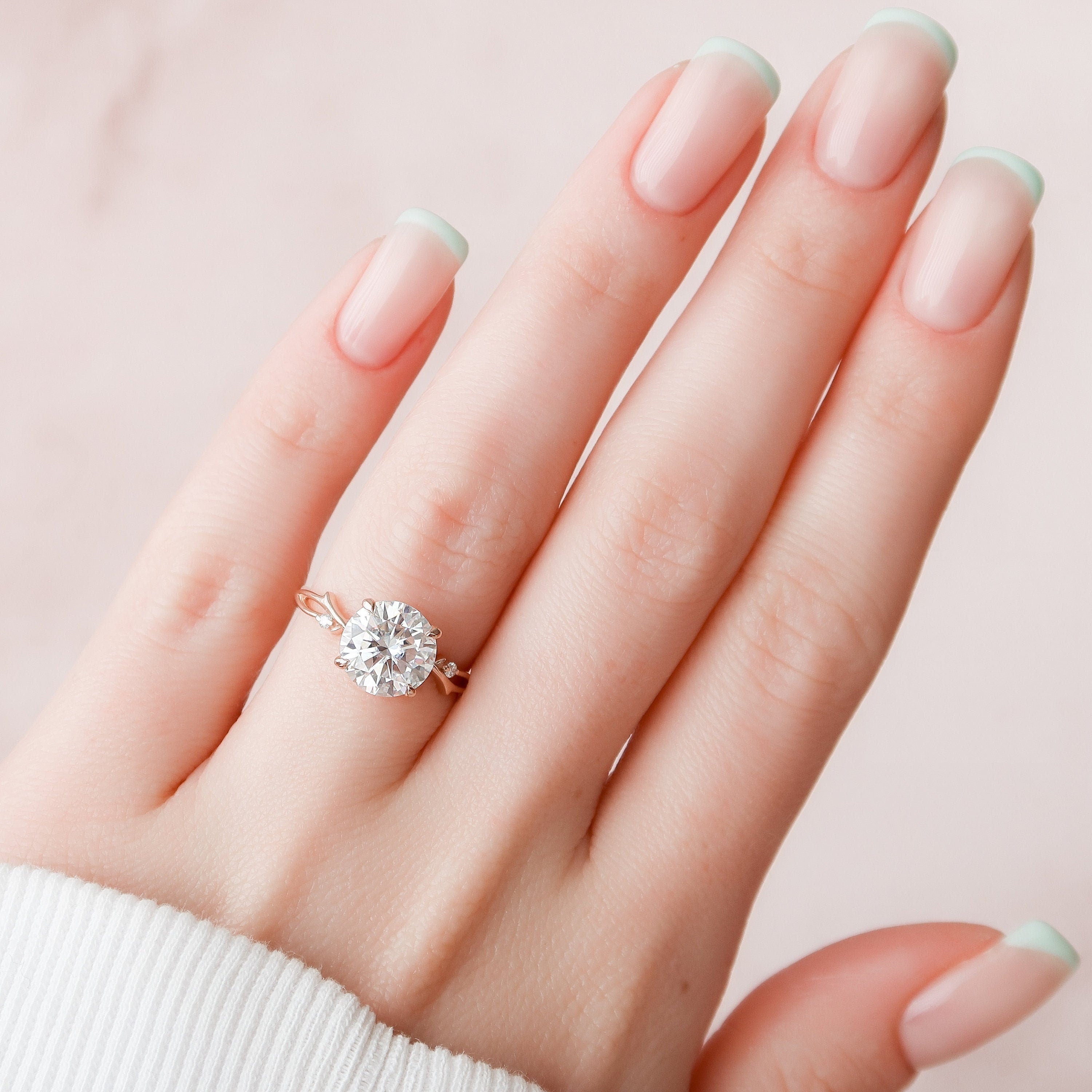 2.50 CT Round Moissanite Nature Inspired Twig Style Engagement Ring Secondary image