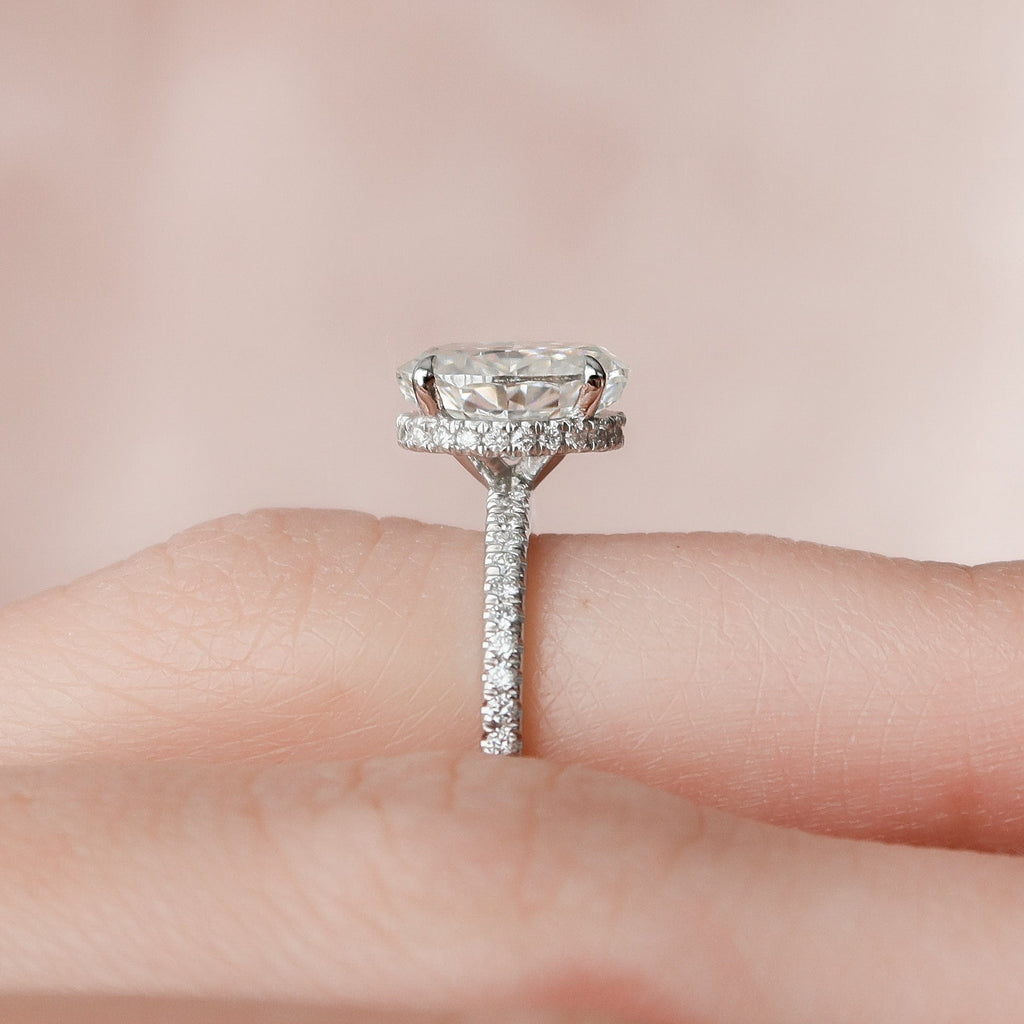 1.50 CT Oval Cut Pave Style Moissanite Engagement Ring