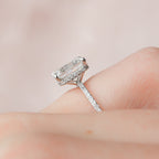 3.0 CT Emerald Moissanite Pave Setting Engagement Ring
