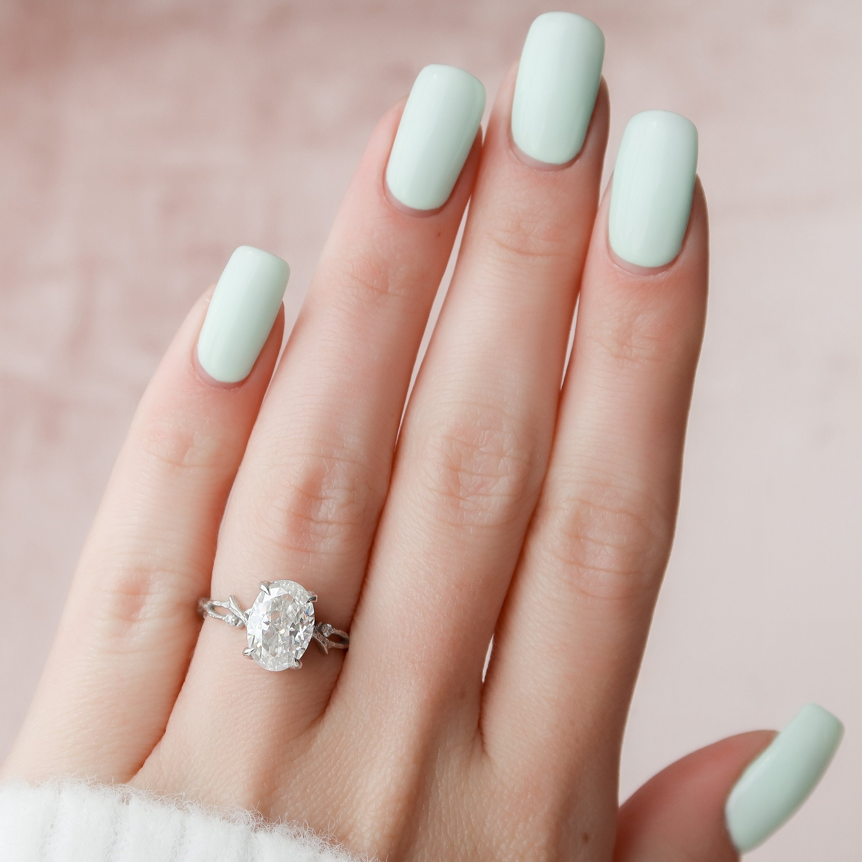 2.0 CT Oval Cut Moissanite Nature Inspired Engagement Ring