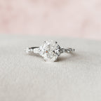 1.50 CT Oval Cut Moissanite Cluster Style Engagement Ring