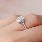 1.50 CT Oval Cut Moissanite Cluster Style Engagement Ring