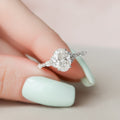 1.50 CT Oval Cut Moissanite Cluster Style Engagement Ring
